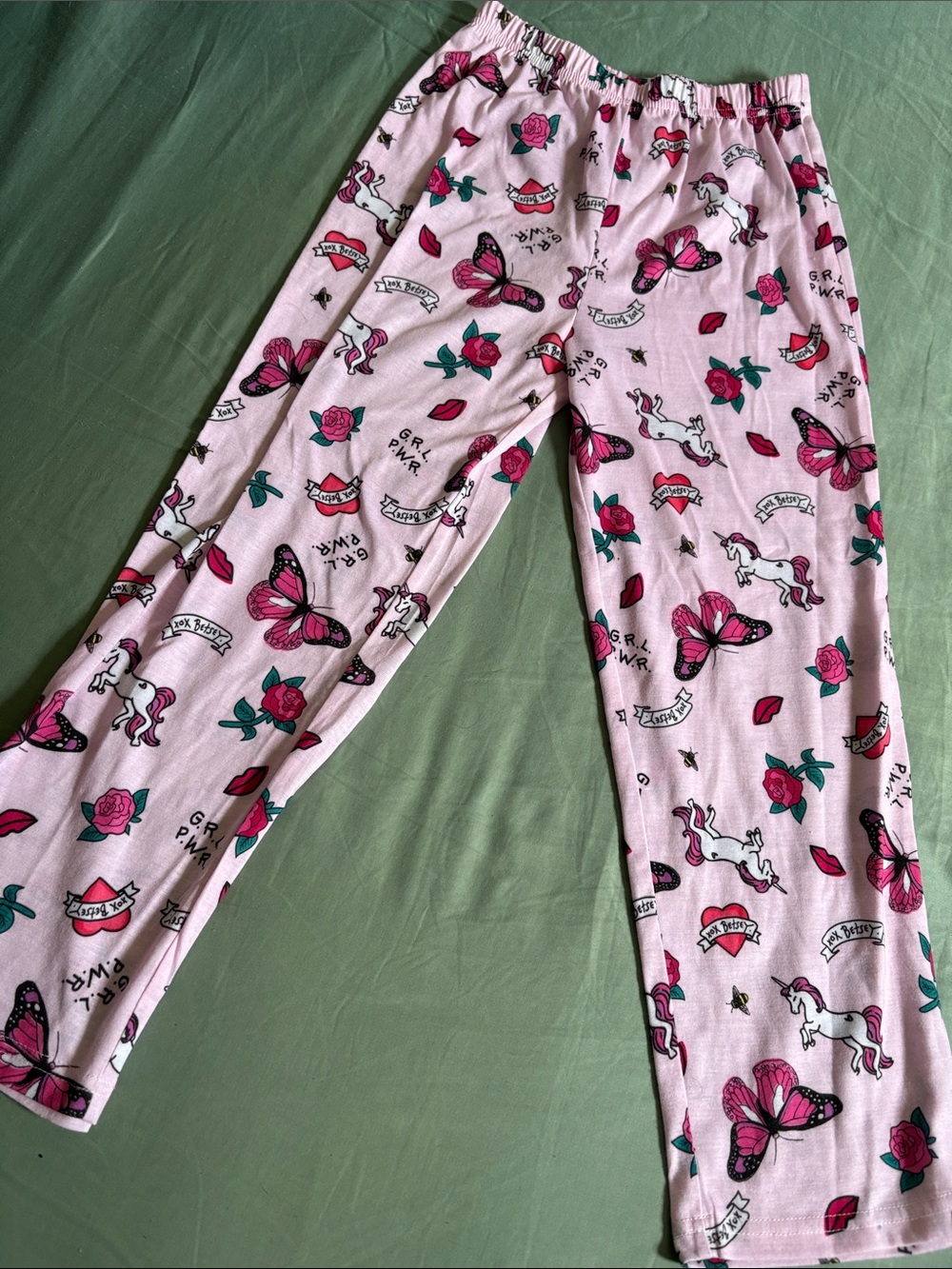 Betsey Johnson Pink Unicorn & Butterfly Print Joggers
